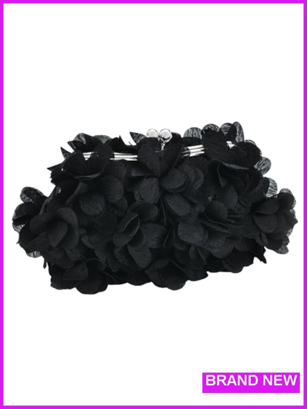 Formal Floral Clutch Evening Bag with Kiss Lock and Removable Chain